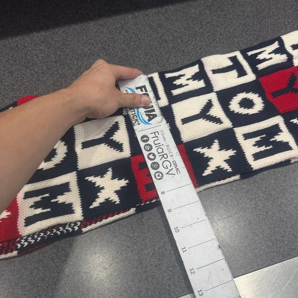 Tommy Hilfiger Scarf Unisex OS Red White Blue Excellent Knit Logo Star Block